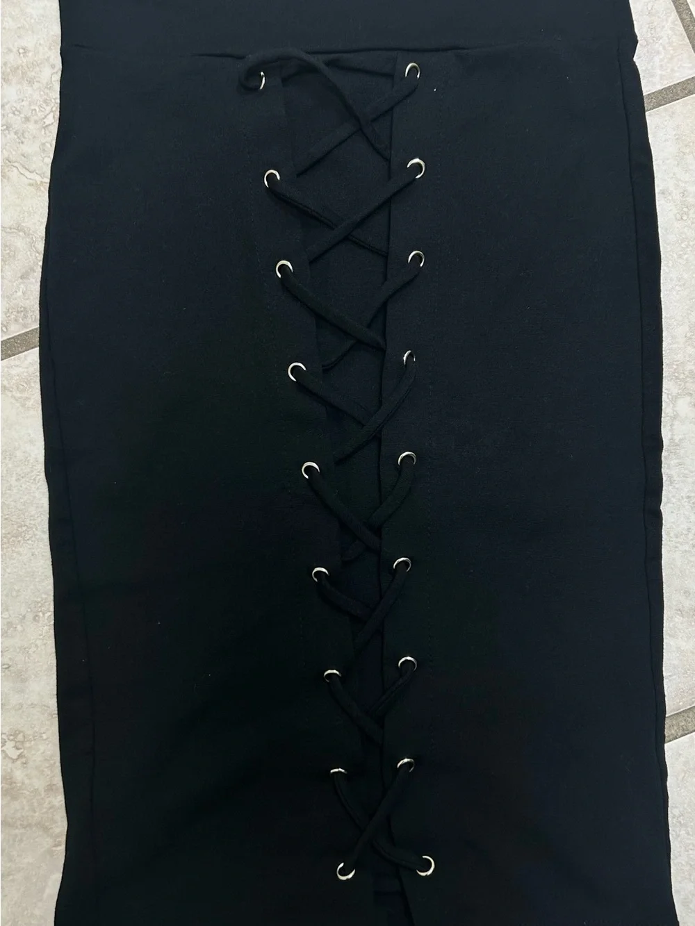 Windsor Black Lace-Up Front Pencil Skirt